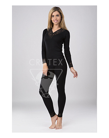 Женское термобелье, брюки Люкс (цвет черный) "Шерсть+Шелк", Cratex 3